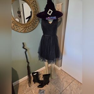 Custom WITCH costume size Large (includes everything) dress, hat, broom, boots